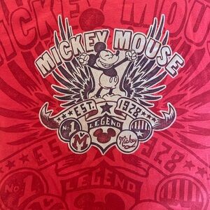 Disney Parks Vintage Red Mickey Mouse Graphic Short Sleeve Tee